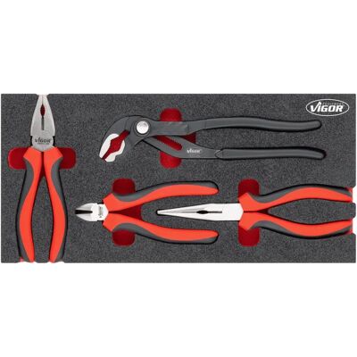 Vigor V5633N Zangen-Set - Weichschaum-Einlage - 393mm Vigor V5633N Zangen-Set - Weichschaum-Einlage - 393mm