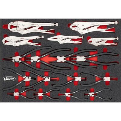 Vigor V6816N Zangen-Set - Weiche Schaumstoff-Tablett, 17 Werkzeuge Vigor V6816N Zangen-Set - Weiche Schaumstoff-Tablett, 17 Werkzeuge