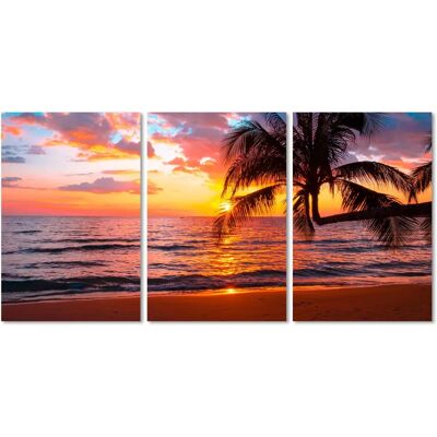 QUEENCE Pink Paradise Beach 3-teilig Acrylglasbild - Indoor Wandkunst QUEENCE Pink Paradise Beach 3-teilig Acrylglasbild - Indoor Wandkunst