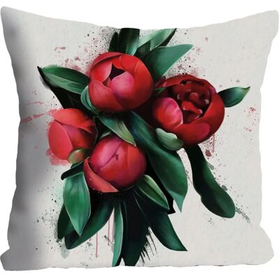 Queence Rote Blüten Dekokissen - Dekokissen Queence Rote Blüten Dekokissen - Dekokissen