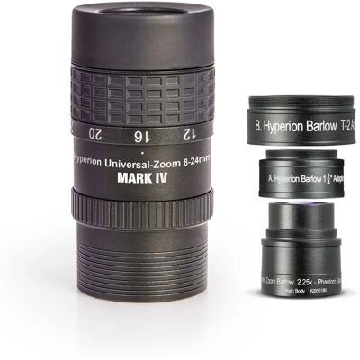 Baader Hyperion 8-24 Mark IV 1,25" + Barlow 2,25X - Oculaire pour télescope - Publicité Baader Hyperion 8-24 Mark IV 1,25" + Barlow 2,25X - Oculaire pour télescope - Publicité