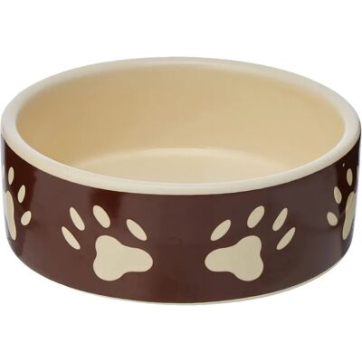 Trixie Keramisk Hundeskål - Poteavtrykk, Brun/Taupe, 0.3L, 12cm Trixie Keramisk Hundeskål - Poteavtrykk, Brun/Taupe, 0.3L, 12cm
