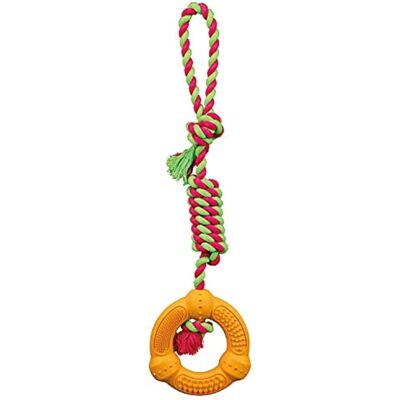 Trixie Natural Rubber Ring on a Rope Dog Toy - 41cm Trixie Natural Rubber Ring on a Rope Dog Toy - 41cm