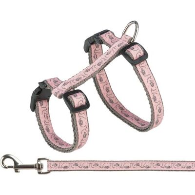 Trixie Cat Harness Grey Pink - Adjustable 27-45cm - Outdoor Walks Trixie Cat Harness Grey Pink - Adjustable 27-45cm - Outdoor Walks