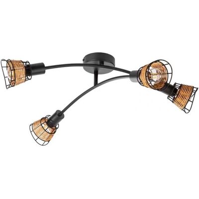 NINO LEUCHTEN Esra Rattan Deckenleuchte 4-flammig NINO LEUCHTEN Esra Rattan Deckenleuchte 4-flammig