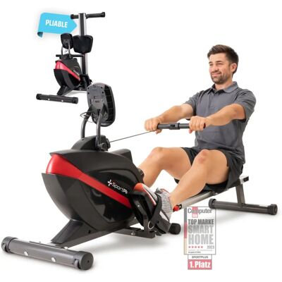Machine à ramer pliante SportPlus - Résistance magnétique - 150kg max - Publicité Machine à ramer pliante SportPlus - Résistance magnétique - 150kg max - Publicité