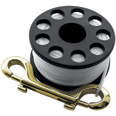 Bobine Mini de 15m de Scubapro - Petit enrouleur avec corde & crochet en laiton - Publicité Bobine Mini de 15m de Scubapro - Petit enrouleur avec corde & crochet en laiton - Publicité
