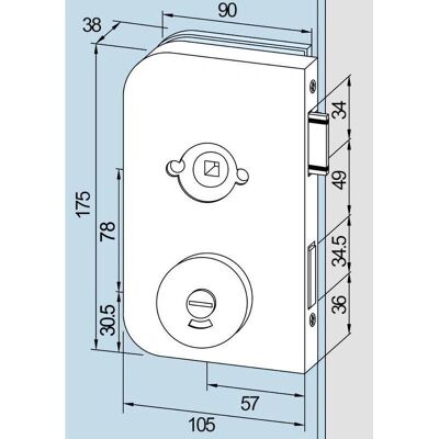 Dormakaba - Office Junior Glass Door Lock - Door hardware Dormakaba - Office Junior Glass Door Lock - Door hardware