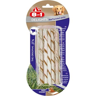 8in1 Delights Bâtons Torsadés au Bœuf pour Chien - Soin Dentaire 8in1 Delights Bâtons Torsadés au Bœuf pour Chien - Soin Dentaire