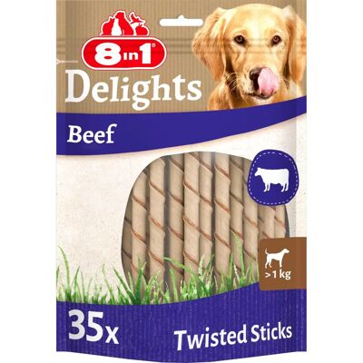 8in1 Collations à mâcher pour chiens - Bâtonnets torsadés au bœuf 35 pcs 8in1 Collations à mâcher pour chiens - Bâtonnets torsadés au bœuf 35 pcs