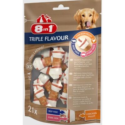 Snacks per cani 8in1 - Triple Flavour XS - Supporta l'igiene orale Snacks per cani 8in1 - Triple Flavour XS - Supporta l'igiene orale