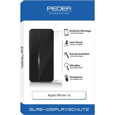 Pedea Apple iPhone 16 Transparentes Displayschutzglas - Smartphone Schutzfolie Pedea Apple iPhone 16 Transparentes Displayschutzglas - Smartphone Schutzfolie