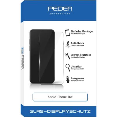 PEDEA 50170106 Apple iPhone 16E Stoßfest Klar Displayschutz PEDEA 50170106 Apple iPhone 16E Stoßfest Klar Displayschutz