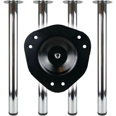 Set Gambe Tavolo Cromate BMB - Altezza 80mm, Attacco Piastra Set Gambe Tavolo Cromate BMB - Altezza 80mm, Attacco Piastra