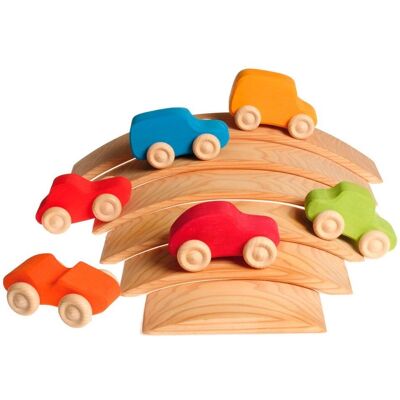 Grimms Handgefertigtes Holzspielzeug Auto - Orange 10cm für Kinder 0+ Grimms Handgefertigtes Holzspielzeug Auto - Orange 10cm für Kinder 0+