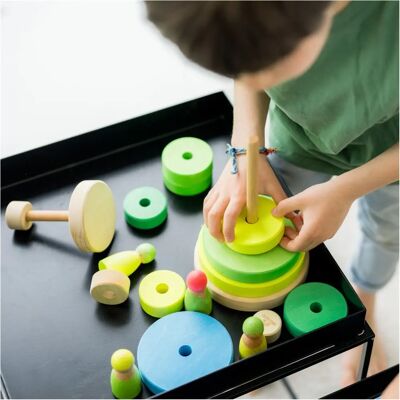 Grimms Neon Grün Holzstapelturm - Stapelringe für Kinder Grimms Neon Grün Holzstapelturm - Stapelringe für Kinder