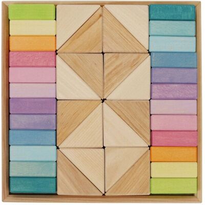 Grimms Pastell Duo Holzbausteine, 40-teilig, bunt, Maße 26,5x26,5x5cm Grimms Pastell Duo Holzbausteine, 40-teilig, bunt, Maße 26,5x26,5x5cm