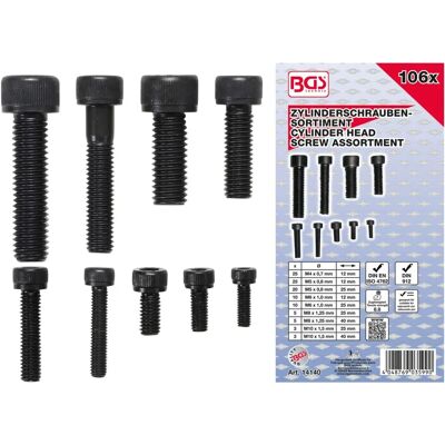 Zestaw wkrętów BGS TECHNIC - 106 sztuk, M4 do M10 Zestaw wkrętów BGS TECHNIC - 106 sztuk, M4 do M10