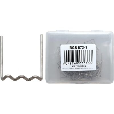 Clip di riparazione BGS 873 - Forma U Acciaio Inox 0,6mm 100 pz Clip di riparazione BGS 873 - Forma U Acciaio Inox 0,6mm 100 pz
