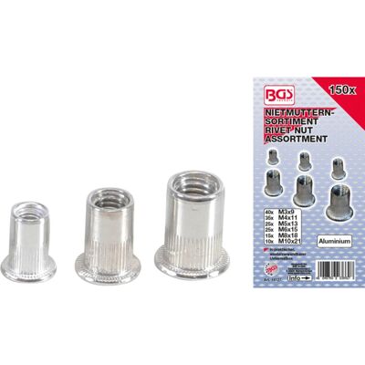 BGS technic 14127 Rivet Nuts - 150 pcs Aluminum Set BGS technic 14127 Rivet Nuts - 150 pcs Aluminum Set