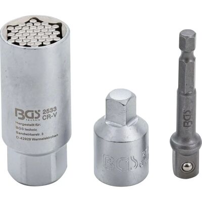 BGS TECHNIC - Bussola universale con set di adattatori 10 mm (3/8) 9 - 21 mm 3 pz. Publicité BGS TECHNIC - Bussola universale con set di adattatori 10 mm (3/8) 9 - 21 mm 3 pz. Publicité