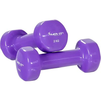 Ensemble de 2 haltères en vinyle MOVIT - 2 kg - Violet - Publicité Ensemble de 2 haltères en vinyle MOVIT - 2 kg - Violet - Publicité