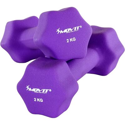 Zestaw 2 ciężarków MOVIT 2kg z neoprenem - Fioletowy - Sprzęt fitness Zestaw 2 ciężarków MOVIT 2kg z neoprenem - Fioletowy - Sprzęt fitness