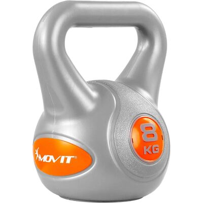 MOVIT 8kg Kettlebell Szary/Pomarańczowy - Kettlebell do treningu siłowego MOVIT 8kg Kettlebell Szary/Pomarańczowy - Kettlebell do treningu siłowego