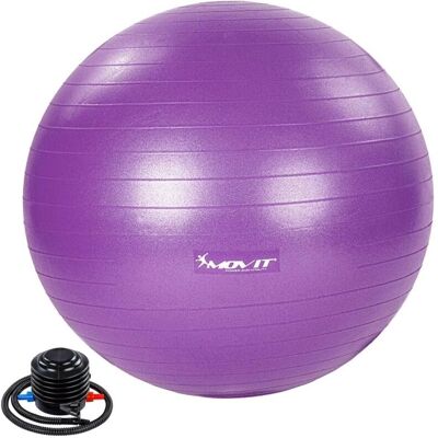 Piłka do ćwiczeń Movit - 75cm, 500kg, Odporna na wybuch, Pompka nożna, Fioletowa - Piłka fitness Piłka do ćwiczeń Movit - 75cm, 500kg, Odporna na wybuch, Pompka nożna, Fioletowa - Piłka fitness