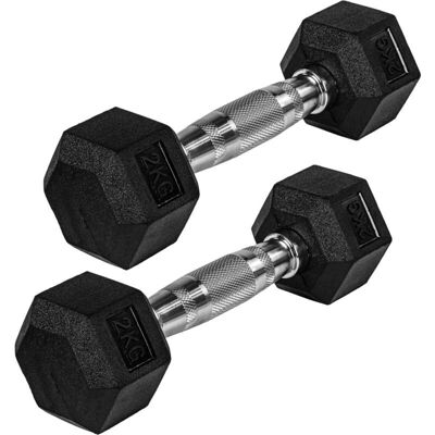 Movit Hantlar - 2kg Hexagonalt Gummiset - Styrketräning Movit Hantlar - 2kg Hexagonalt Gummiset - Styrketräning