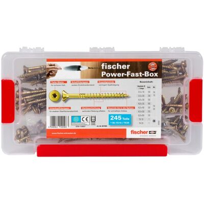 Kit de parafusos Fischer - 50mm, 245 peças - Conjunto de parafusos para madeira/metais Kit de parafusos Fischer - 50mm, 245 peças - Conjunto de parafusos para madeira/metais