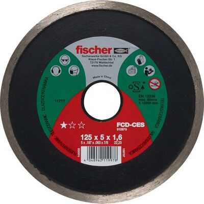 Disco da taglio Fischer 125x1.6x22.23 Grigio - Cemento & Ceramica Disco da taglio Fischer 125x1.6x22.23 Grigio - Cemento & Ceramica