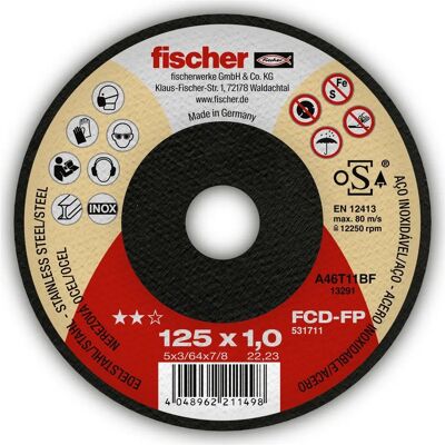 Disco da taglio Fischer FCD-FP 125x1x22.23 Plus - Metallo, Alta performance Disco da taglio Fischer FCD-FP 125x1x22.23 Plus - Metallo, Alta performance