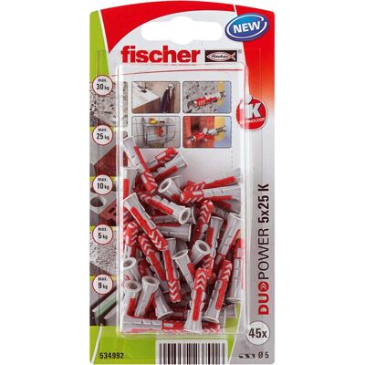Fischer Modelo 534992 Bucha de nylon para parede - Kit de montagem Fischer Modelo 534992 Bucha de nylon para parede - Kit de montagem