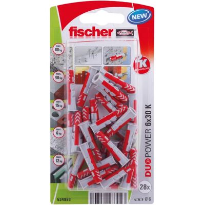 Fischer Model 534993 Anker Sæt - Nylon, RødGrå, 28 stk Fischer Model 534993 Anker Sæt - Nylon, RødGrå, 28 stk