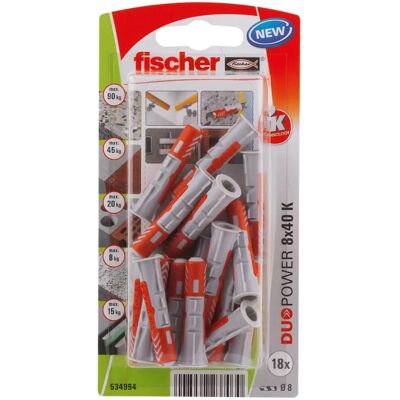 Chevilles Fischer DuoPower 8x40mm - Fixation Murale - Publicité Chevilles Fischer DuoPower 8x40mm - Fixation Murale - Publicité