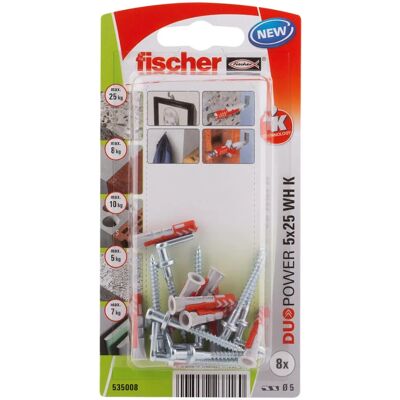 Spina da muro Fischer - DUOPOWER 5x25mm, 8 pezzi Spina da muro Fischer - DUOPOWER 5x25mm, 8 pezzi