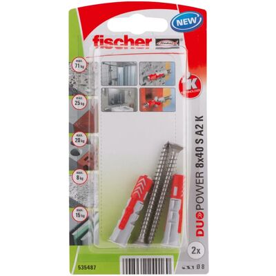 Fischer Dübel - 2 Stück, 40mm, Schrauben & Dübel Set Fischer Dübel - 2 Stück, 40mm, Schrauben & Dübel Set