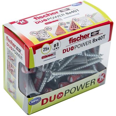 FISCHER Duopower Kołek - 8x40 mm - Wspiera 20-45kg FISCHER Duopower Kołek - 8x40 mm - Wspiera 20-45kg