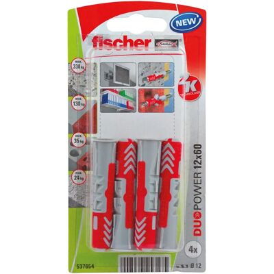 Fischer DuoPower 12 x 60 Vægplugsæt - Kraftig Anker Fischer DuoPower 12 x 60 Vægplugsæt - Kraftig Anker