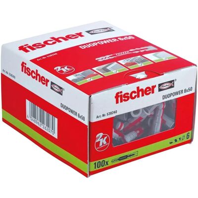 Fischer 538240 Duopower 6mmx50mm Doos van 100 - Plug Fischer 538240 Duopower 6mmx50mm Doos van 100 - Plug