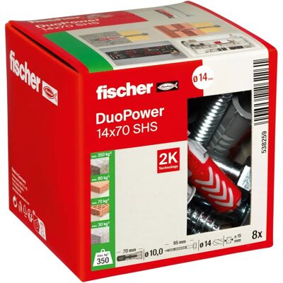 Fischer DuoPower 14x70 S - Dübel mit Schrauben für schwere Montage Fischer DuoPower 14x70 S - Dübel mit Schrauben für schwere Montage
