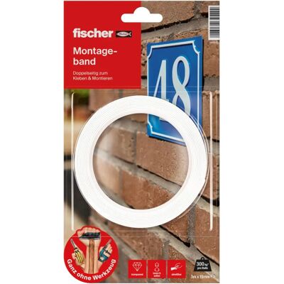 Fischer Model 545955 Gennemsigtig dobbeltsidet monteringsbånd - Til spejle og hylder Fischer Model 545955 Gennemsigtig dobbeltsidet monteringsbånd - Til spejle og hylder