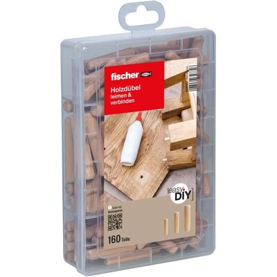 Conjunto de pasadores de madera fischer - 160 piezas variadas Conjunto de pasadores de madera fischer - 160 piezas variadas