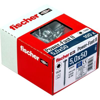 Fischer Power-Fast II Schraube - 5x50mm, Blau, Vollgewinde - Produkttyp Fischer Power-Fast II Schraube - 5x50mm, Blau, Vollgewinde - Produkttyp