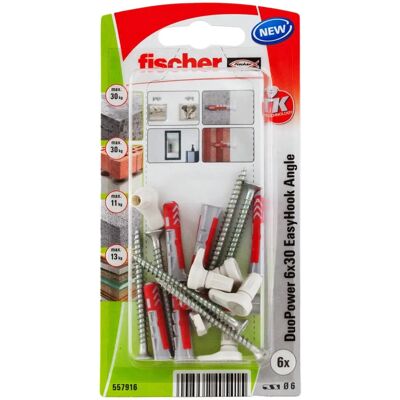 Fischer Wall Plug 6 pcs - Screw & Wall Plug Kit - 30mm Fischer Wall Plug 6 pcs - Screw & Wall Plug Kit - 30mm