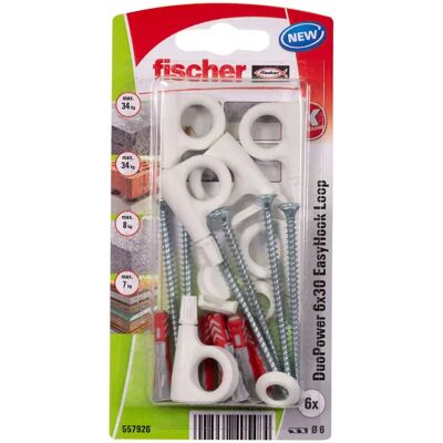 Fischer Dübel- und Schraubenset - 6 stk - Weiß - 30mm Fischer Dübel- und Schraubenset - 6 stk - Weiß - 30mm