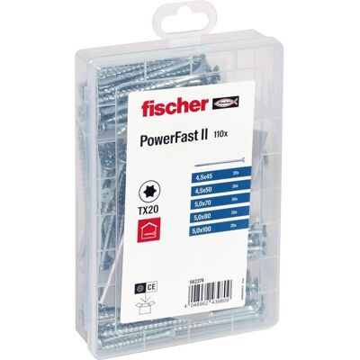 Fischer 562274 screw/bolt 110 pc(s) Screw kit - Holzbauschrauben, verzinkt, 4.5/5/5 mm x 45/50/70/80/100 mm, 110 St. Fischer 562274 screw/bolt 110 pc(s) Screw kit - Holzbauschrauben, verzinkt, 4.5/5/5 mm x 45/50/70/80/100 mm, 110 St.