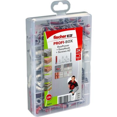 Fischer 563577 Skruer og rawlplugs sæt - 128 stk Fischer 563577 Skruer og rawlplugs sæt - 128 stk
