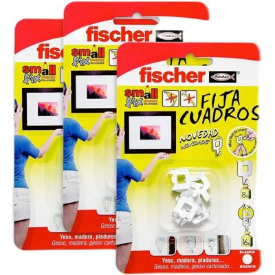 Set di Ganci Bianchi Fischer - Supporta Fino a 16kg Set di Ganci Bianchi Fischer - Supporta Fino a 16kg